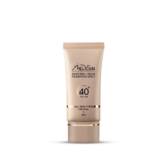 ضد آفتاب کرم پودری SPF40 بژ روشن مناسب انواع پوست مدیسان
