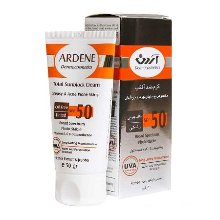 کرم ضد آفتاب رنگی فاقد چربی SPF50 آردن