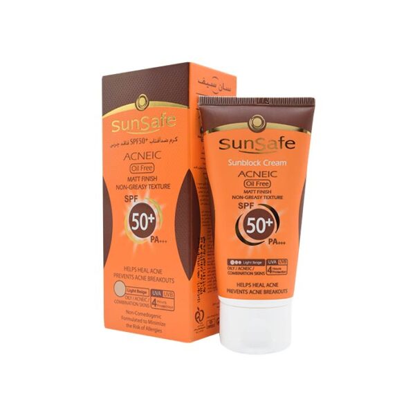 كرم ضد آفتاب +SPF 50 فاقد چربی بژ روشن سان سیف