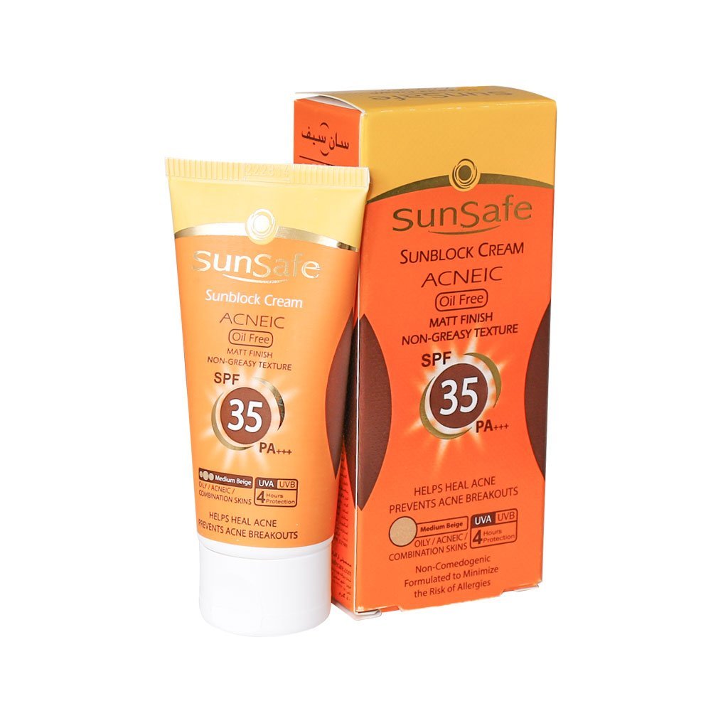 کرم ضد آفتاب SPF35 فاقد چربی رنگ بژ طبیعی سان سیف