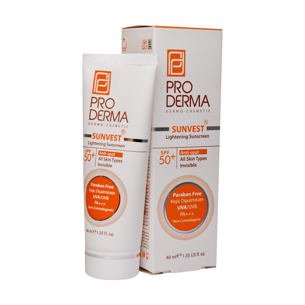 کرم ضد آفتاب و روشن کننده لک های پوست +SPF50 پرودرما(بی رنگ)