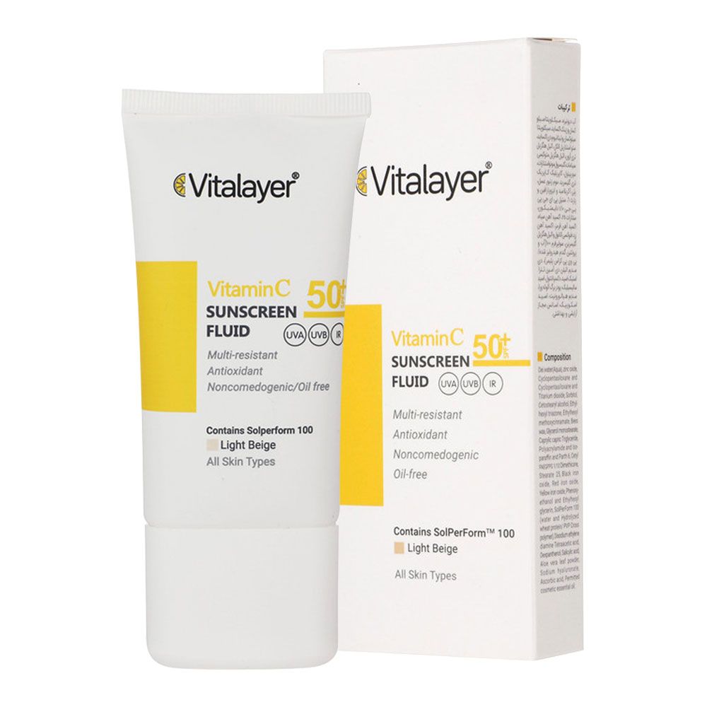 فلوئیدضد آفتاب SPF 50 حاوی ویتامین C رنگ بژ روشن ویتالیر